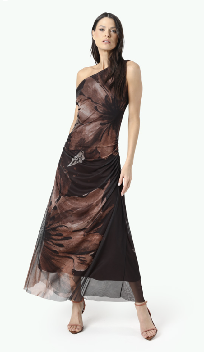 Vestido em tule estampado