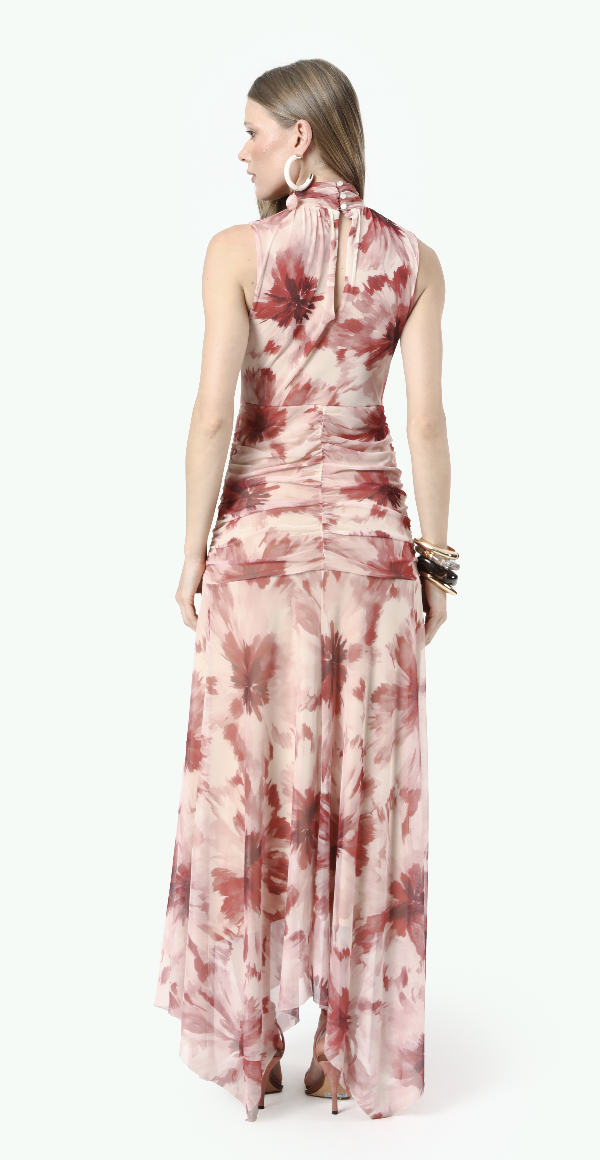 Vestido maxi flor true red